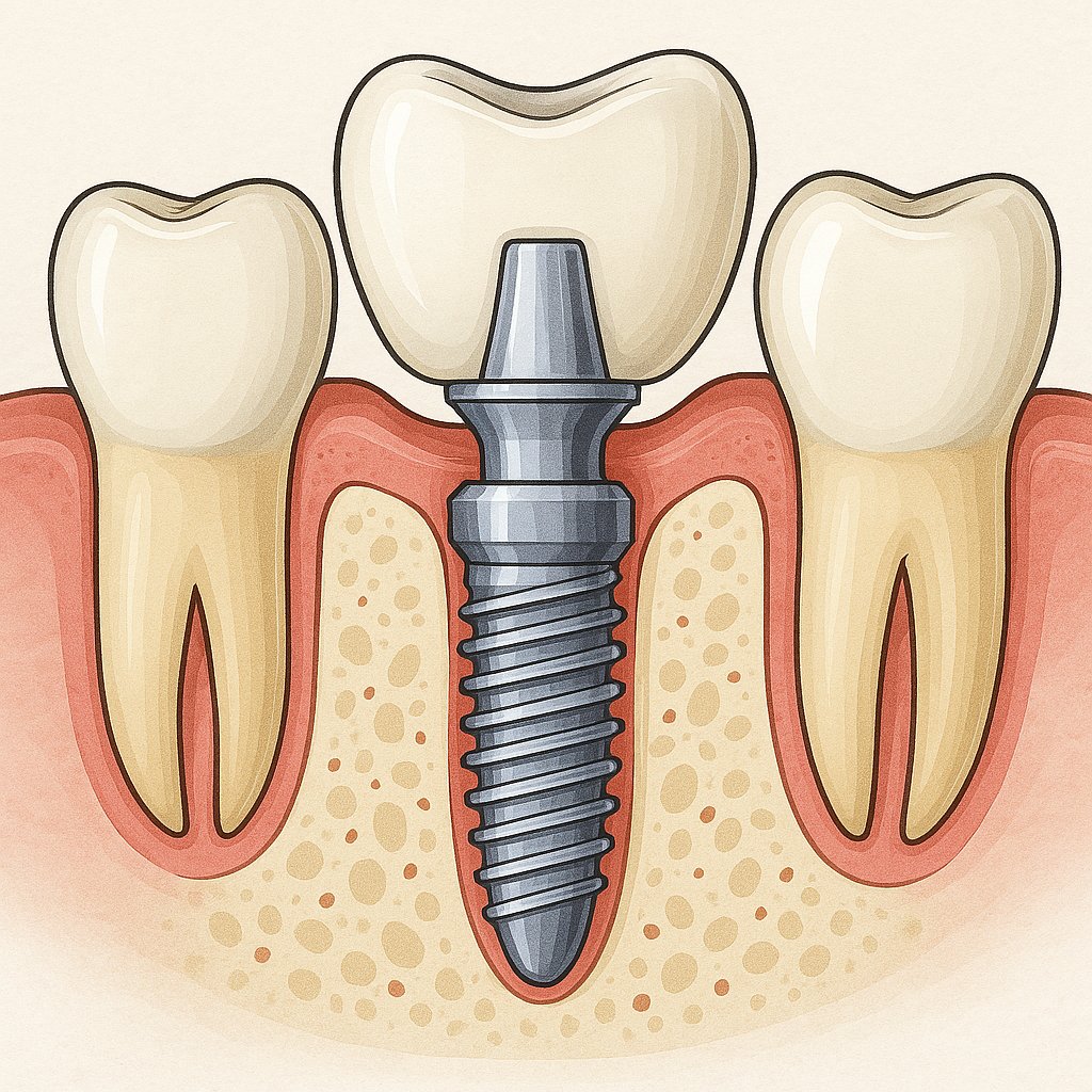 Ilustrație implant dentar Straumann — secțiune transversală